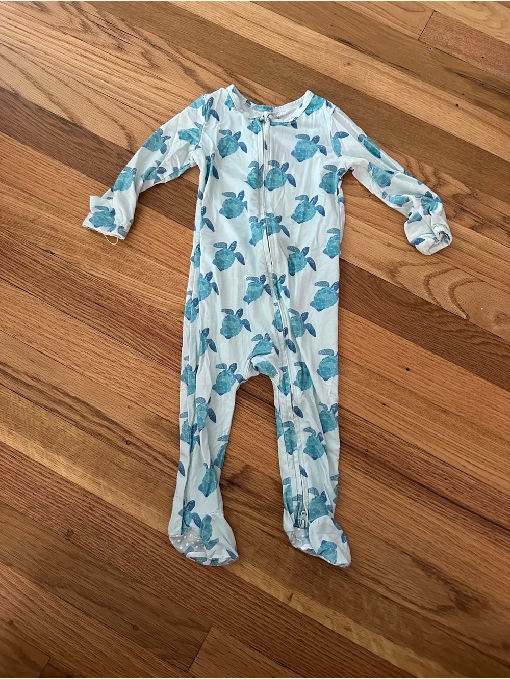 Caden Lane Blue Turtle Print Footie Pajama